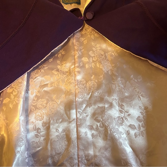 Vintage Pendleton purple wool cape poncho satin lined rose detail one size fall - Picture 8 of 8